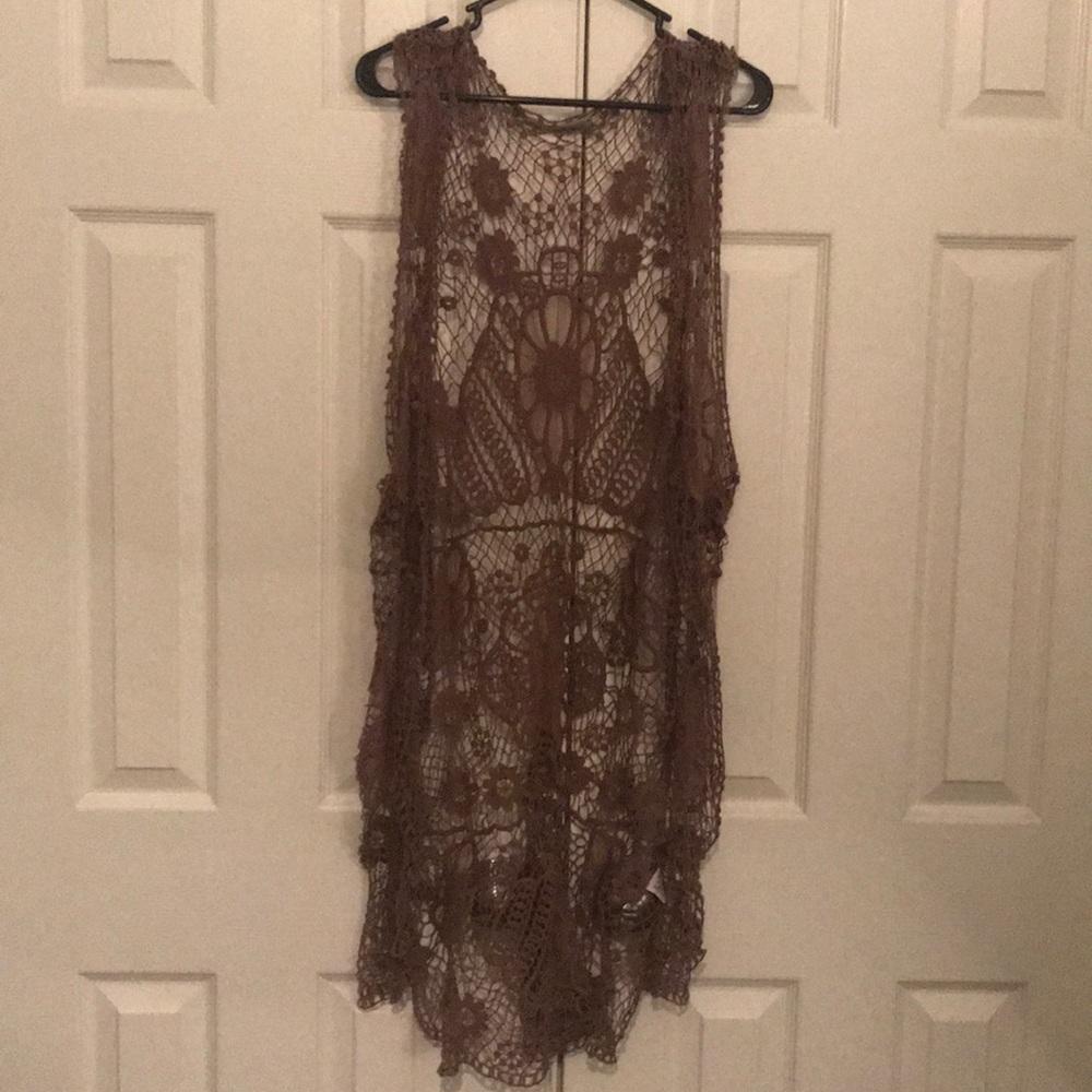 Brown Crochet Cardigan